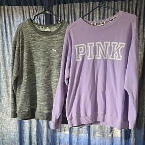 Pink Crew Neck Sweatshirts, Large, Lot Of 2